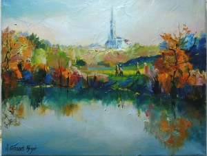 Huile sur toile. Lac de Talmont-St-Hilaire